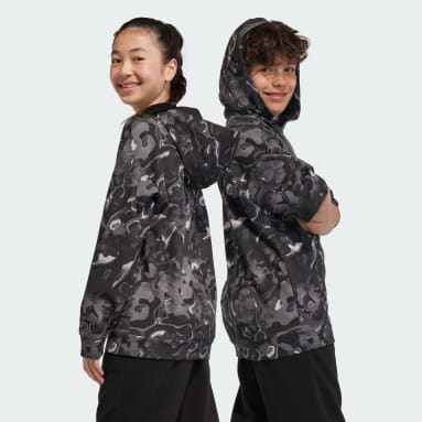 Kids Sportswear Grey Future Icons Allover Print Hooded Sweatshirt Kids