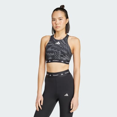 adidas Techfit Medium Support High Neck Print Bra