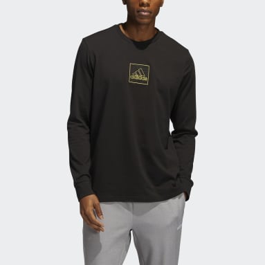 Men Sportswear Black Embroidery Graphic Long Sleeve Tee