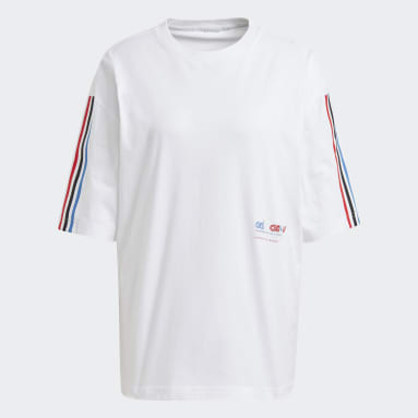 Playera Adicolor Tricolor Holgada Blanco Mujer Originals
