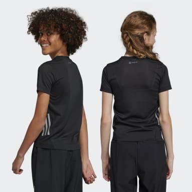 Kids Running Black AEROREADY 3-Stripes Tee