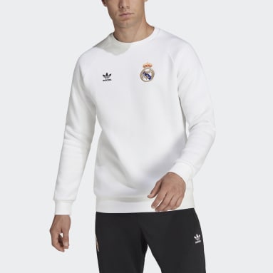 Sweat-shirt ras-du-cou Trèfle Real Madrid Essentials Blanc Hommes Originals
