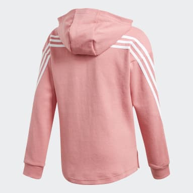 Dievčatá Sportswear ružová Mikina s kapucňou 3-Stripes Full-Zip