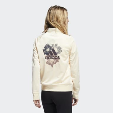 Women's Sportswear Beige Floral Graphic 3-Stripes Track Jacket
