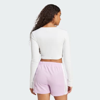 Maglia Essentials Ribbed Crop Long Sleeve