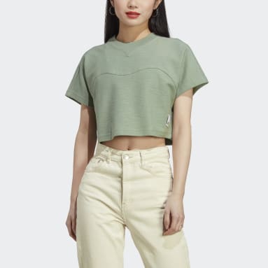 Crop top en molleton Lounge vert Femmes Sportswear