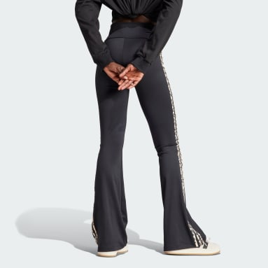 Women's Originals Black adidas Originals Leopard Luxe 3-Stripes Infill Flared Leggings