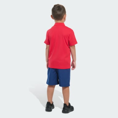 Two-Piece Short Sleeve Polo Shirt and Elastic Waistband Shorts Set