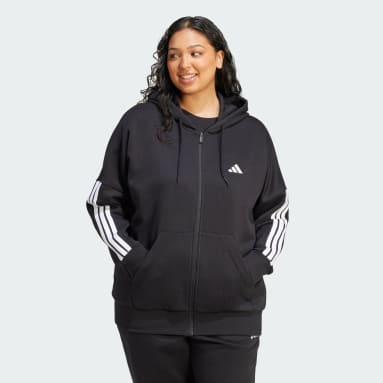 Essentials 3-Stripes Full-Zip Fleece Hoodie (Plus Size)
