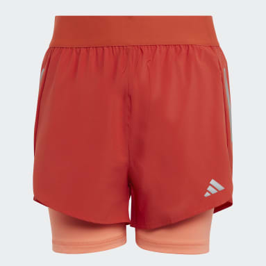 Mädchen Running Two-in-One AEROREADY Woven Shorts Rot