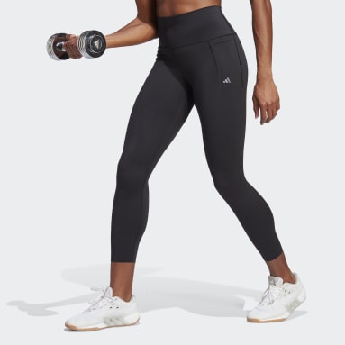 ผู้หญิง Gym & Training สีดำ กางเกงรัดรูปเจ็ดส่วน Optime Training Luxe