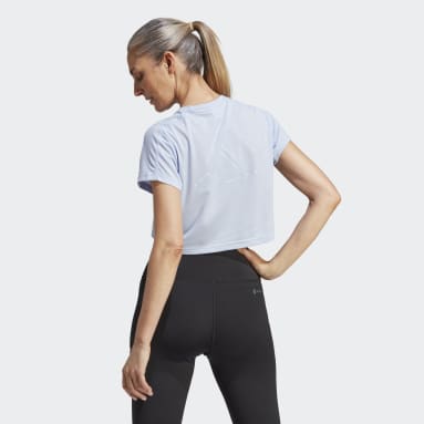 Playera Corta AEROREADY Train Essentials 3 Franjas Logo Azul Mujer Training