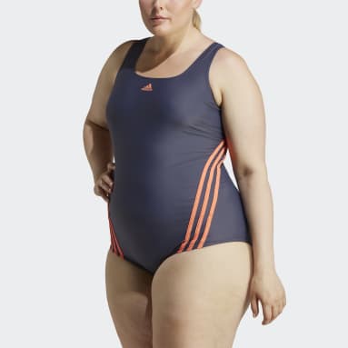 3-Stripes Swim Suit (Plus Size) Niebieski