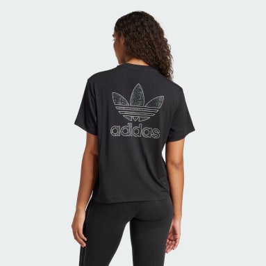 Adidas Snakeskin Trefoil Tee Black S Womens Originals T Shirts
