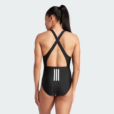 Women Sportswear Black 3-Stripes Swimsuit