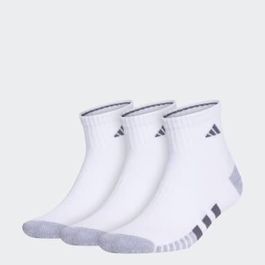 Men's Training White Cushioned Quarter Socks 3 Pairs