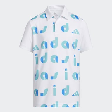 Boys Golf Turquoise Graphic-Print Polo Shirt