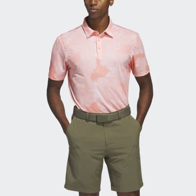 Men's Golf Orange Flower Mesh Golf Polo Shirt