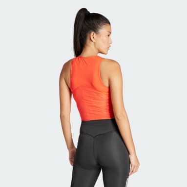 Top Branded Mesh Rojo Mujer Gimnasio Y Entrenamiento