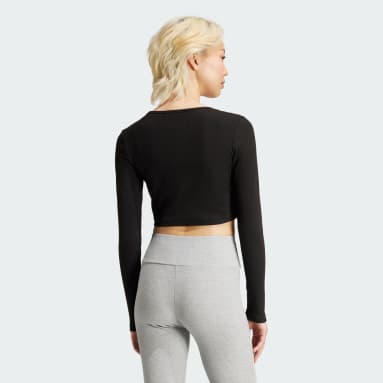 Essentials Ribbed Crop Long Sleeve T-skjorte
