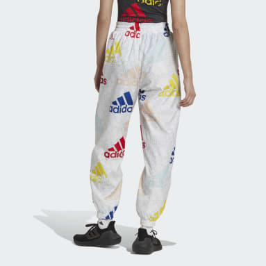 Ženy Sportswear biela Tepláky Essentials Multi-Colored Logo Loose Fit Woven