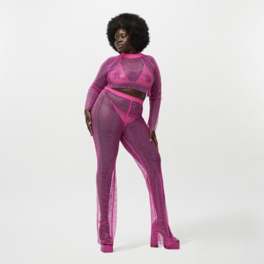 Women Originals Pink Crystal Mesh Cover-Up Pants
