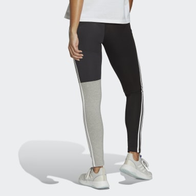 Mallas Essentials Colorblock Cotton 3 bandas Negro Mujer Sportswear