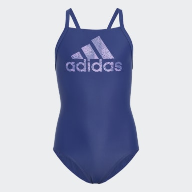 Girls Sportswear Blue Big Logo Swimsuit