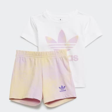 Conjunto de T-shirt e Calções Branco Raparigas Originals