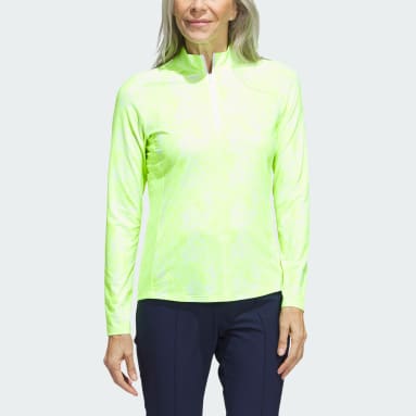 Women Golf Green Essentials Long Sleeve Printed Mock Polo Shirt
