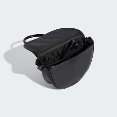 Women Sportswear Black Polyurethane Trefoil Satchel Bag