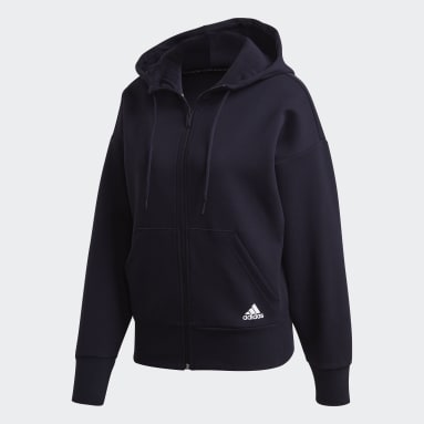 Polera con Capucha 3 Tiras Doubleknit Full-Zip Scuba Negro Mujer Sportswear
