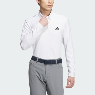 Men Golf White AEROREADY Big Badge of Sport Long Sleeve Polo Shirt
