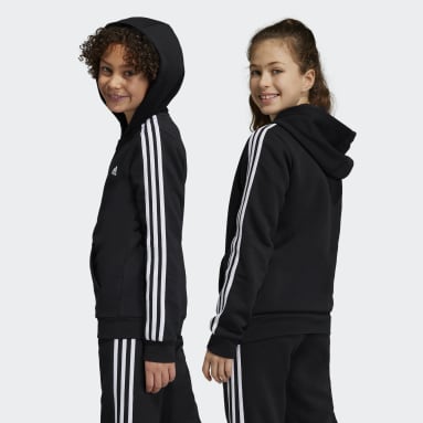 Børn Sportswear Sort Essentials 3-Stripes Fleece Full-Zip hættetrøje