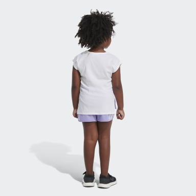 Children 4-8 Years Training White Graphic Tee and Shorts Set