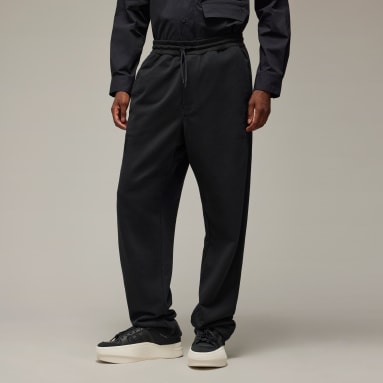 Men Y-3 Black Y-3 French Terry Straight Pants