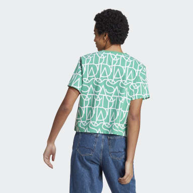 Frauen Sportswear Allover adidas Graphic Boyfriend T-Shirt Grün