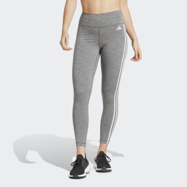 Women Gym & Training Grey Train Essentials 3-Stripes High-Waisted 7/8 Leggings