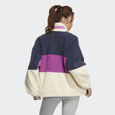Women Lifestyle Blue 쇼트 쉐르파 재킷