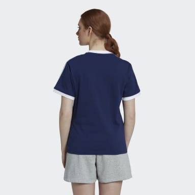 Women Lifestyle Blue Tee with Crest Graphic