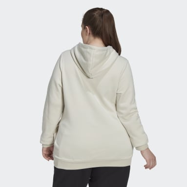 Women Sportswear Beige Essentials Logo Fleece Hoodie (Plus Size)