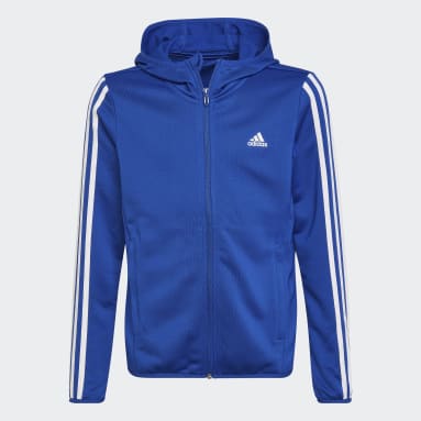 Jungen Sportswear Designed 2 Move 3-Streifen Kapuzenjacke Blau
