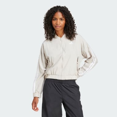 에센셜 3-스트라이프 우븐 봄버 재킷