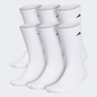 Men's Basketball White Athletic Cushioned Crew Socks 6 Pairs