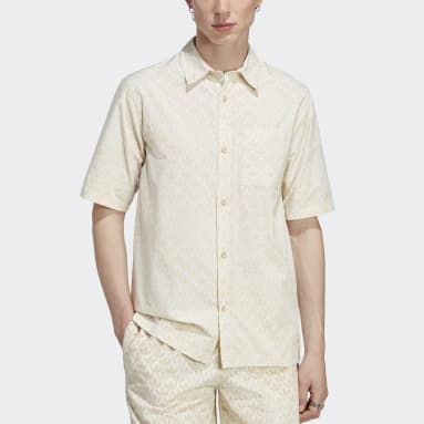 Chemise à imprimé graphique monogramme intégral Beige Hommes Originals