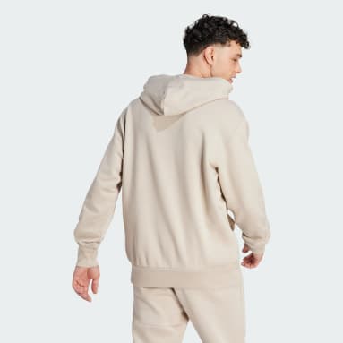 Buzo con Capucha Essentials Logo Lineal Felpa Beige Hombre Sportswear