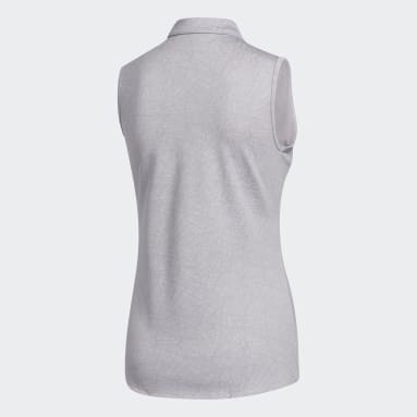 Women Golf Grey Jacquard Sleeveless Polo Shirt