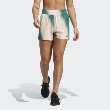 Women Gym & Training Green Train Icons Allover Print Woven Shorts