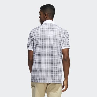 Men's Golf White Adicross Plaid Polo Shirt