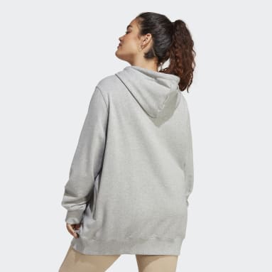 Women Sportswear Grey Essentials Linear Full-Zip French Terry Hoodie (Plus Size)